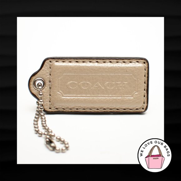 2.25" Medium COACH BEIGE PEARL LEATHER KEY FOB BAG CHARM KEYCHAIN HANGTAG TAG - Picture 1 of 1